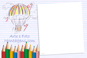 Moldura Infantil - Escolar Balão e Lápis de Cor Moldura Infantil - Escolar Balão e Lápis de Cor